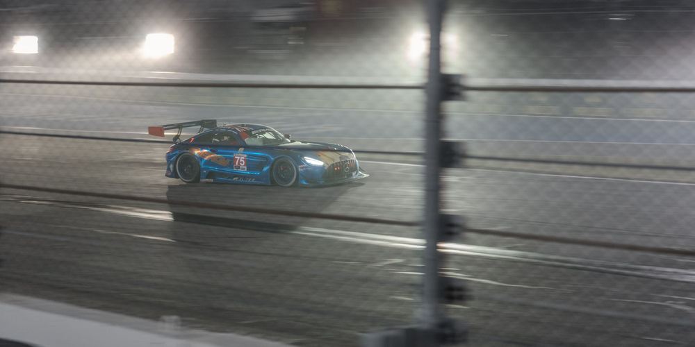 Mercedes-AMG GT3 · No. 75, Through the fence · Night